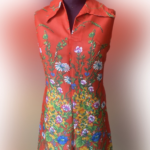 70s Orange Dream Dress_Size 6 (EUR 38) - Picture 7 of 9